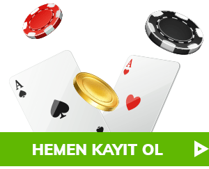 Oyun kartları ve jetonlarla kayıt ol alanı
